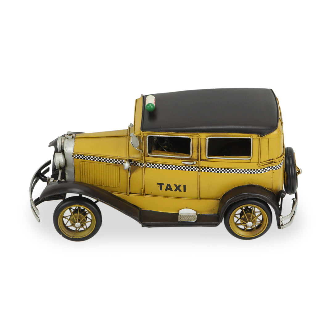 7" Yellow and Black Metal Hand Painted Model Car