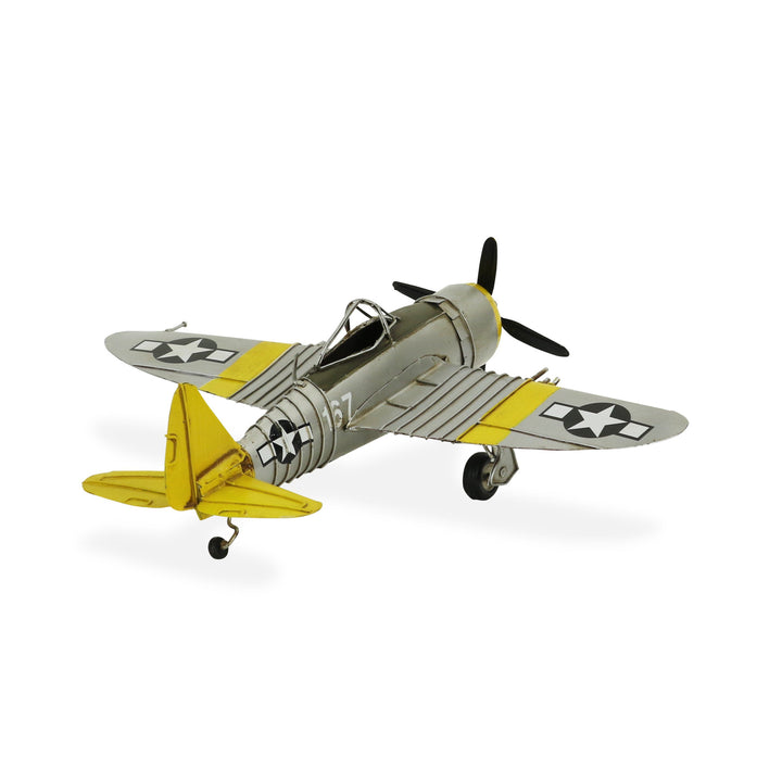 4" Yellow and Gray Metal Hand Painted Model Airplane