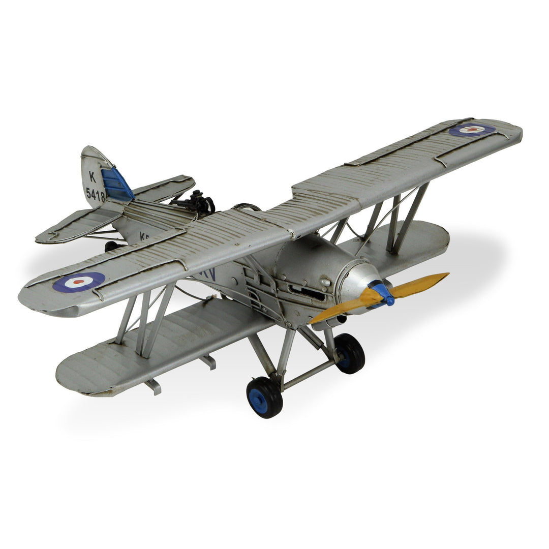 5" Blue and Gray Metal Hand Painted Model Airplane