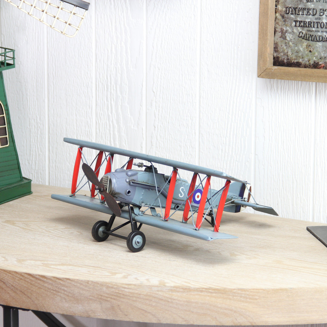 5" Red and Gray Metal Hand Painted Model Airplane