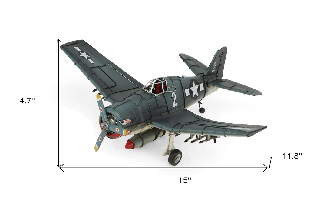 5" Green Metal Hand Painted Model Airplane