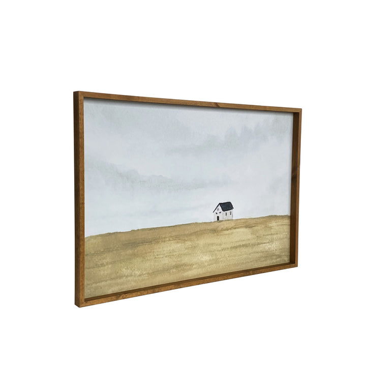 Rural Farm Home Brown Framed Painting Wall Art