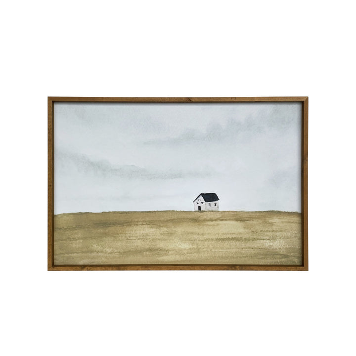 Rural Farm Home Brown Framed Painting Wall Art