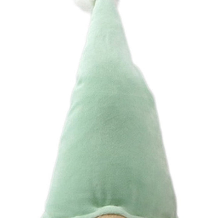 22" Green and White Fabric Standing Gnome