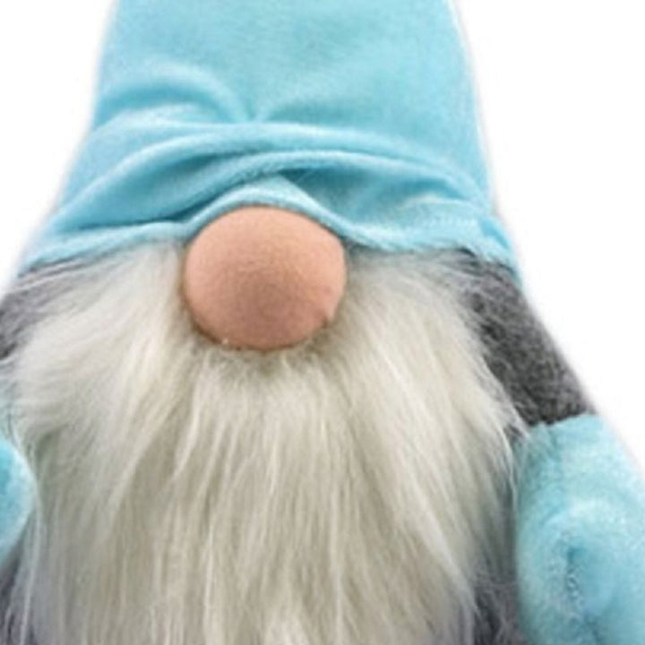 15" Blue and Gray Fabric Standing Gnome