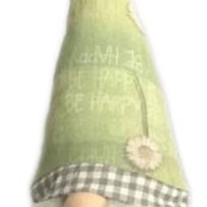 30" Green and White Fabric Sitting Gnome