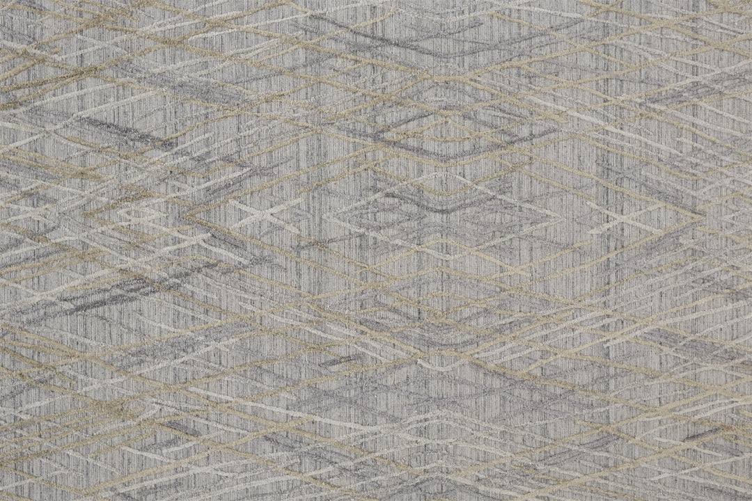 8' Gray And Ivory Abstract Hand Woven Runner Rug