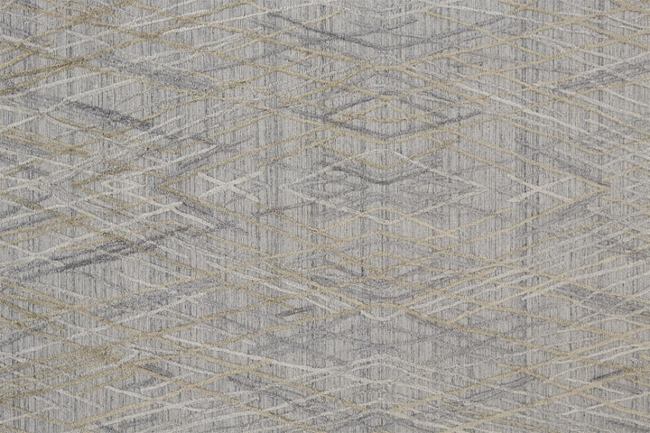 8' Gray And Ivory Abstract Hand Woven Runner Rug