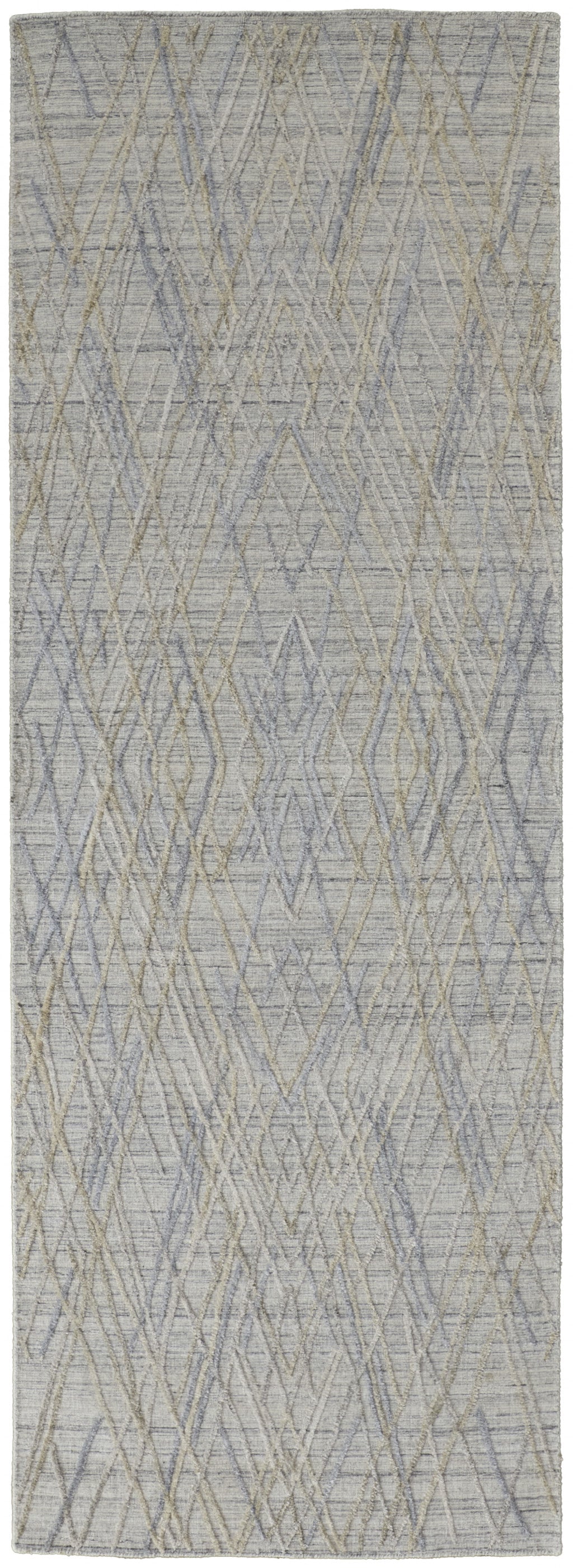 8' Gray And Ivory Abstract Hand Woven Runner Rug