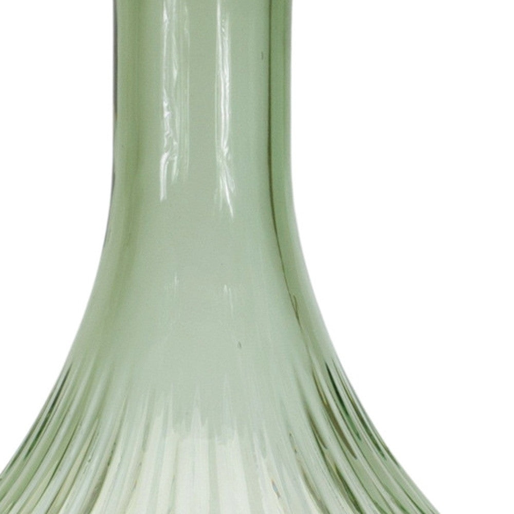 14" Crystal Glass Green Round Table vase