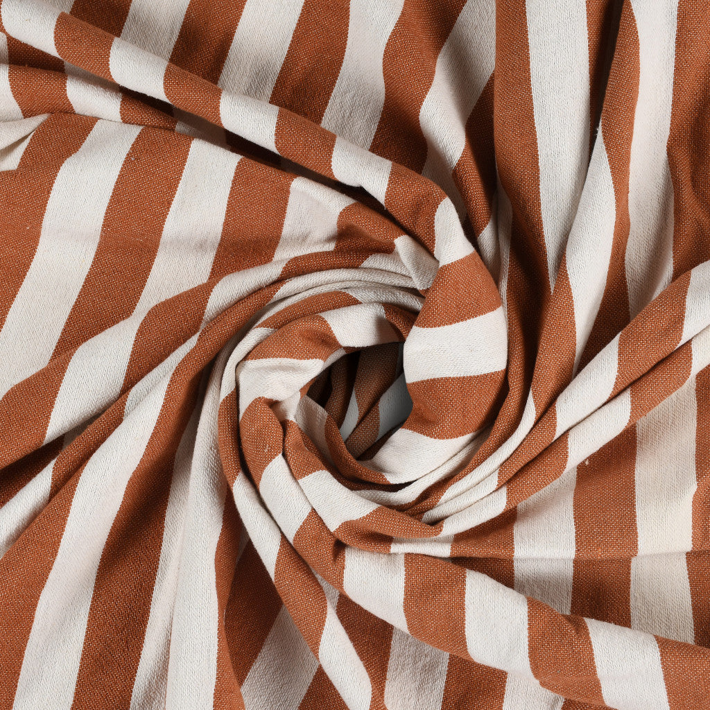 Orange Woven Cotton Striped Throw Blanket