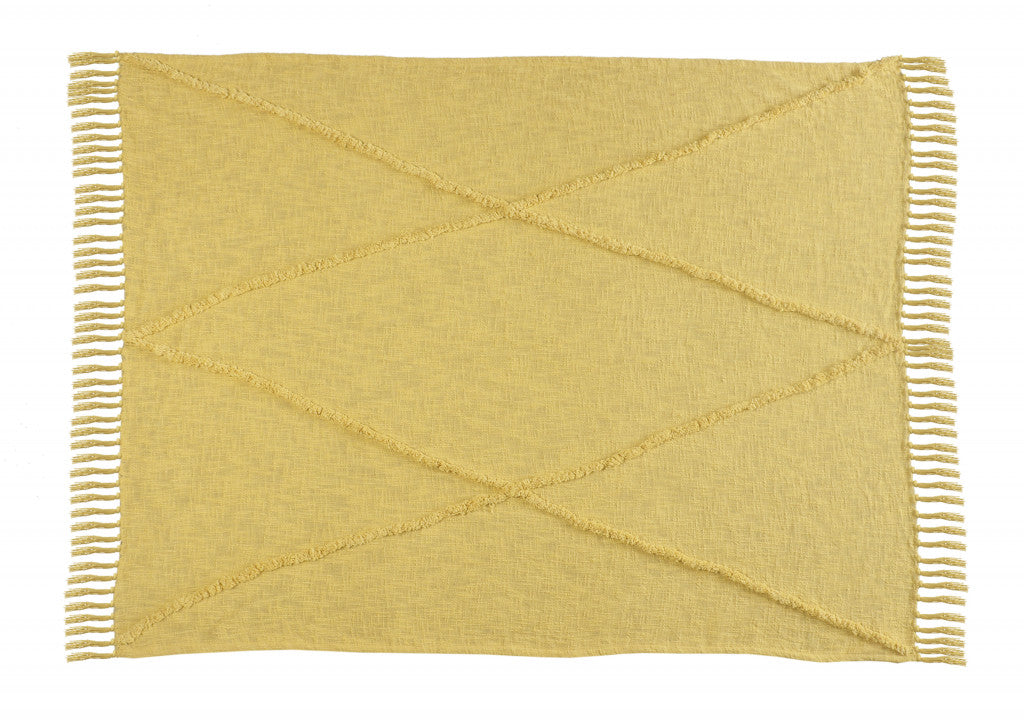 Yellow Woven Cotton Solid Color Throw Blanket