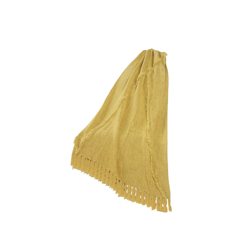 Yellow Woven Cotton Solid Color Throw Blanket