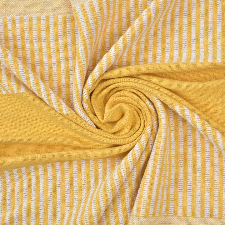 Yellow Woven Cotton Striped Throw Blanket