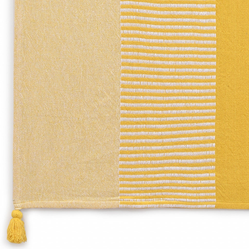 Yellow Woven Cotton Striped Throw Blanket