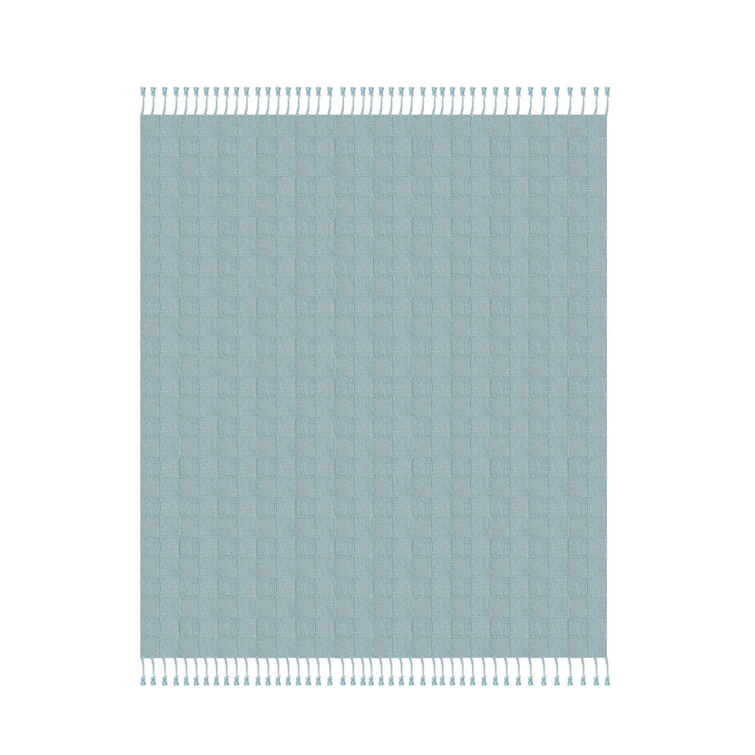 Blue Woven Cotton Solid Color Throw Blanket