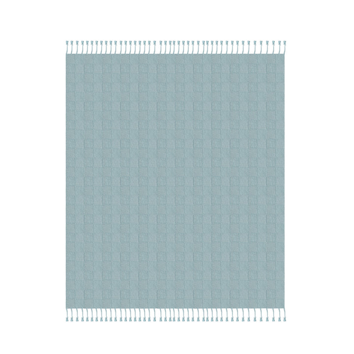 Blue Woven Cotton Solid Color Throw Blanket