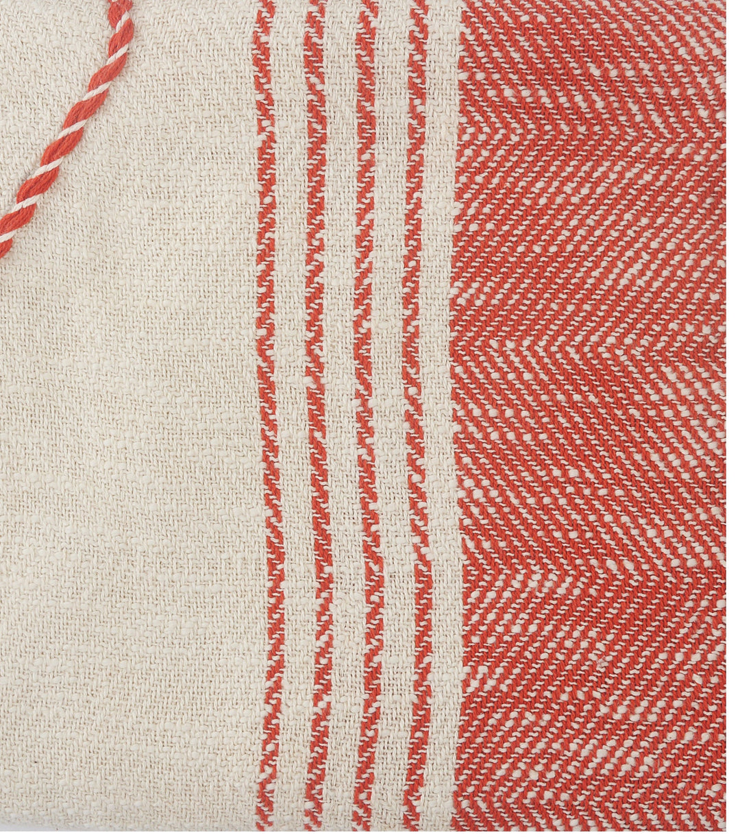 Red Woven Cotton Striped Throw Blanket