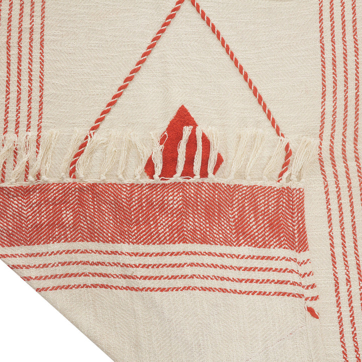 Red Woven Cotton Striped Throw Blanket