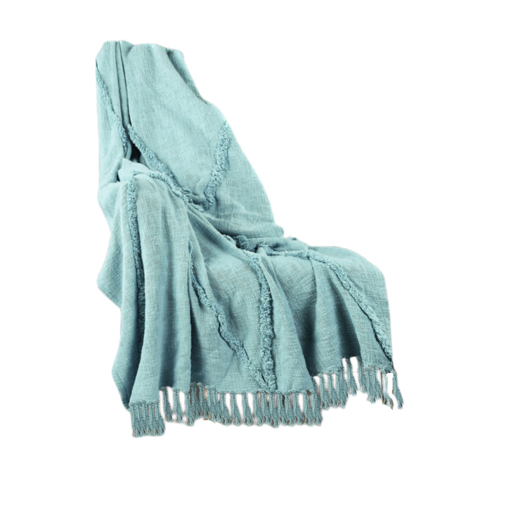 Blue Woven Cotton Solid Color Throw Blanket