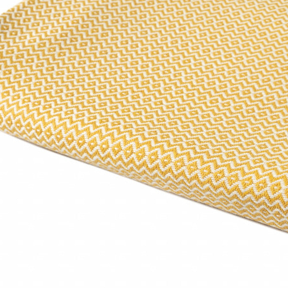 Yellow Woven Cotton Geometric Throw Blanket