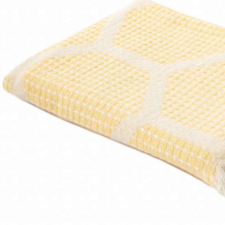 Yellow Woven Cotton Geometric Throw Blanket