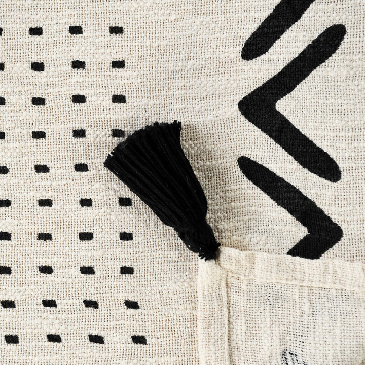 Black and White Woven Cotton Striped Throw Blanket