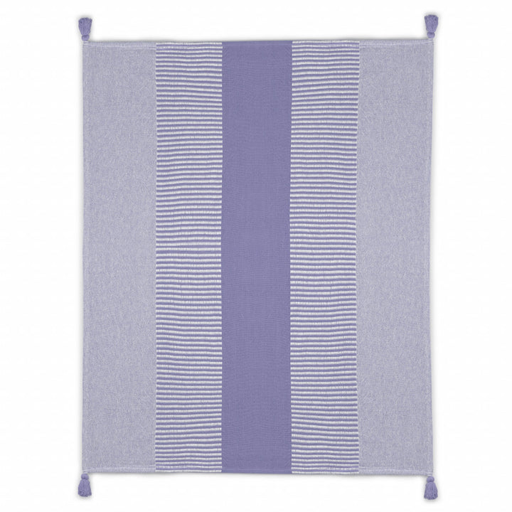 Purple Woven Cotton Striped Throw Blanket