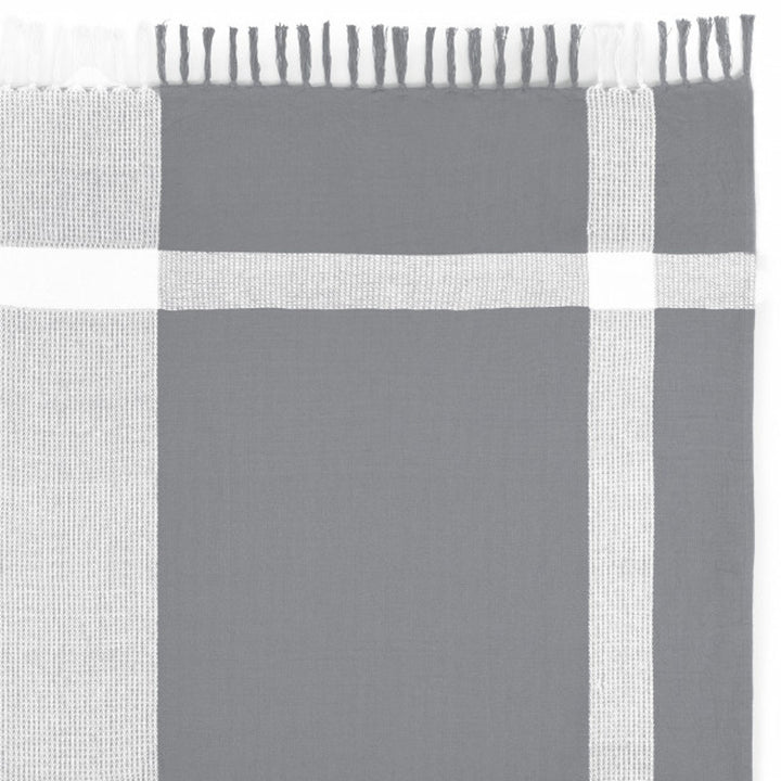 Gray Woven Cotton Checkered Throw Blanket