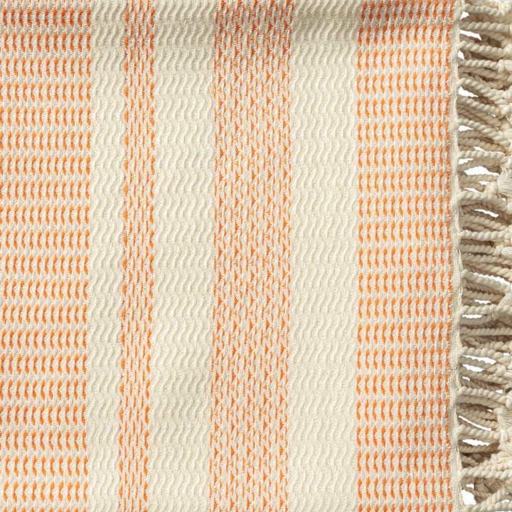 Orange Woven Cotton Striped Throw Blanket