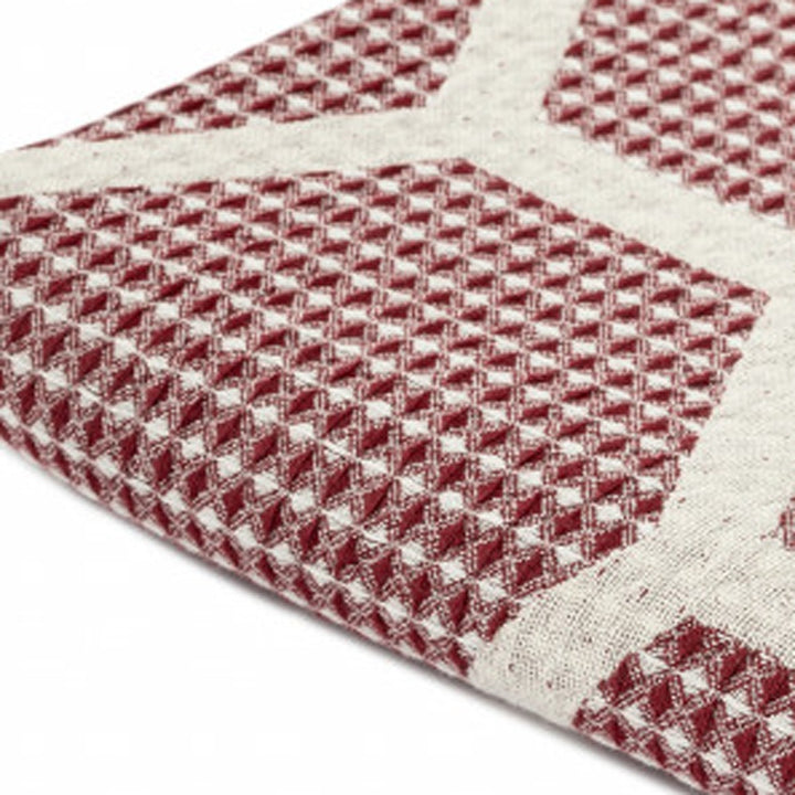 Red Woven Cotton Geometric Throw Blanket