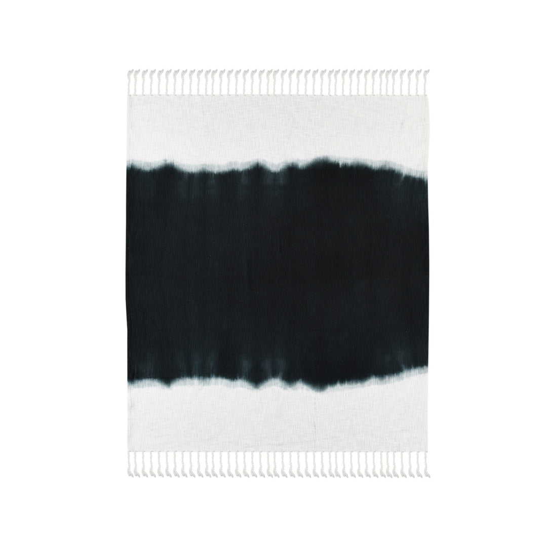 Black and White Woven Cotton Ombre Throw Blanket