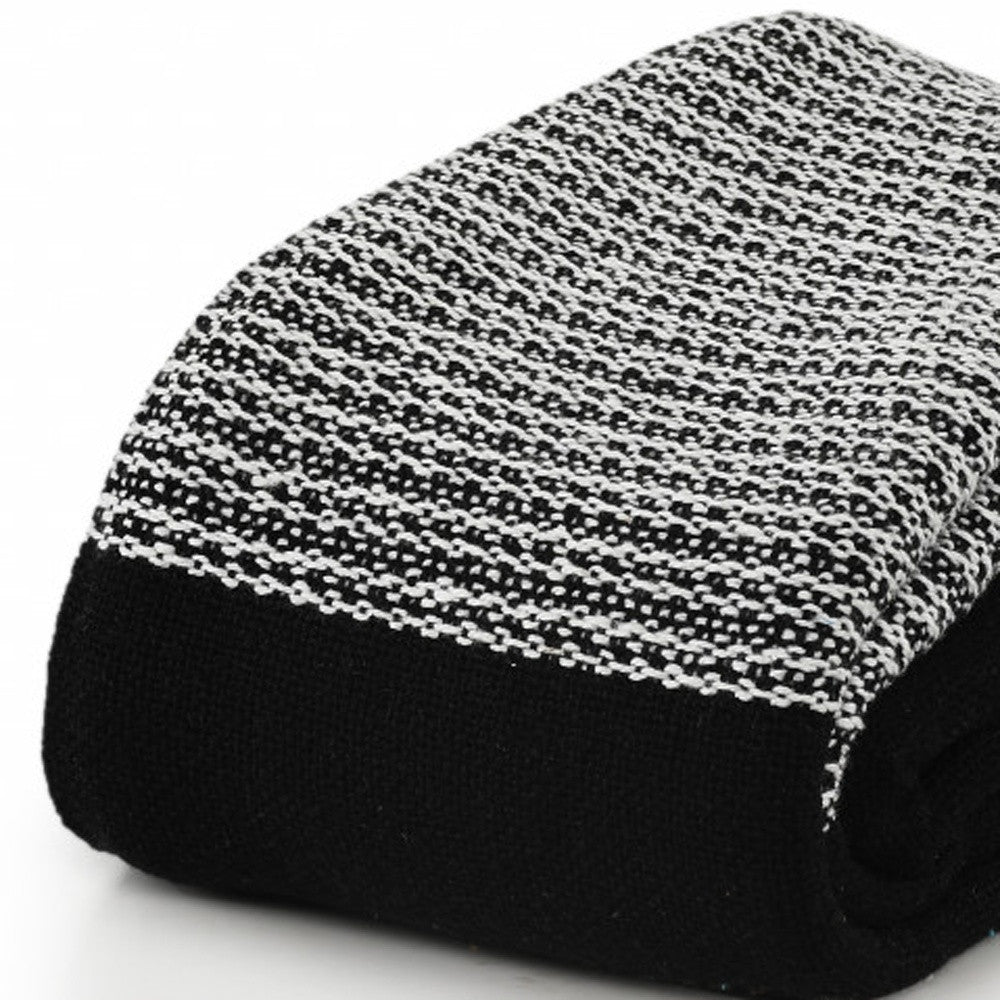 Black and White Woven Cotton Checkered Throw Blanket