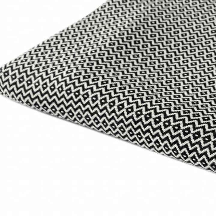 Black and White Woven Cotton Geometric Throw Blanket