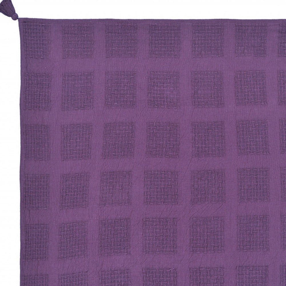 Purple Woven Cotton Solid Color Throw Blanket