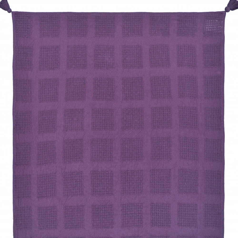 Purple Woven Cotton Solid Color Throw Blanket