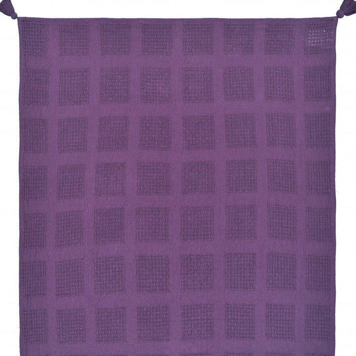 Purple Woven Cotton Solid Color Throw Blanket