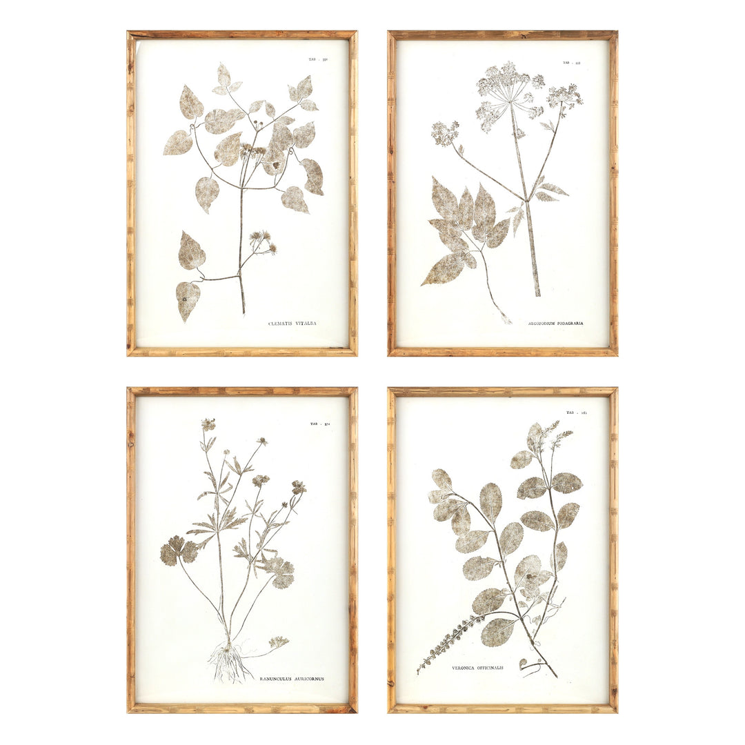 Set of Four 27.5" x 1.25" x 19.5" Brown Solid Wood Flower Wall Decor