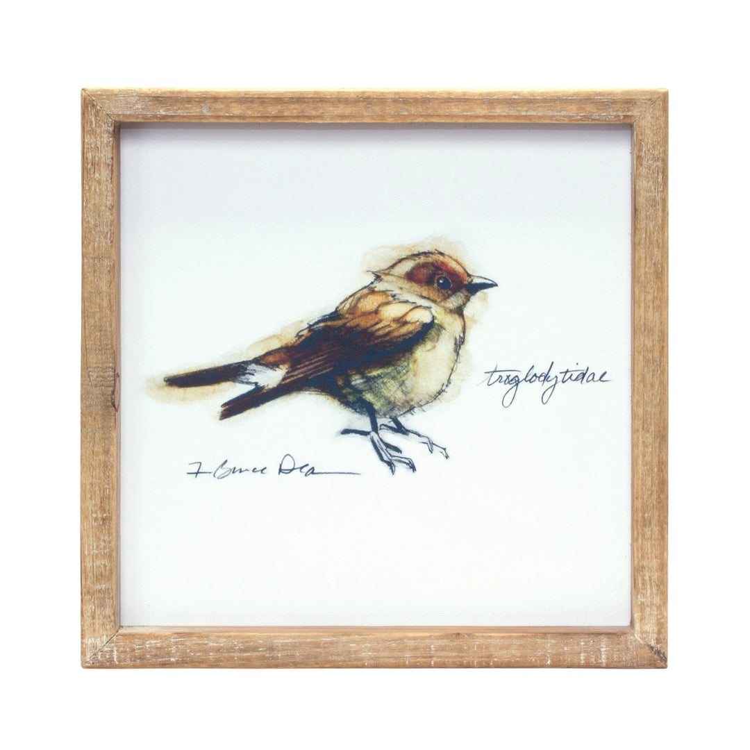 Set Of Four Brown Solid Wood Bird Wall Decor