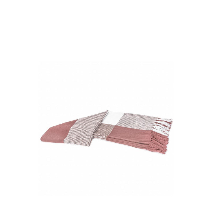 Pink Woven Cotton Checkered Throw Blanket