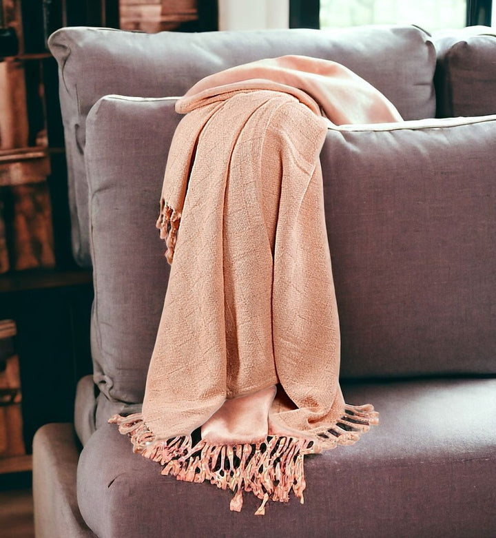 Orange Woven Cotton Solid Color Throw Blanket