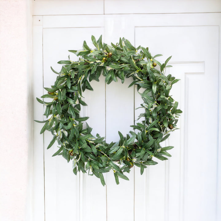 23" Green and Brown Olive Artificial Wreath