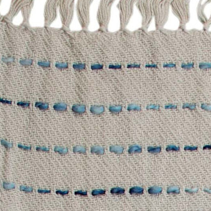 Cream Woven Cotton Striped Throw Blanket
