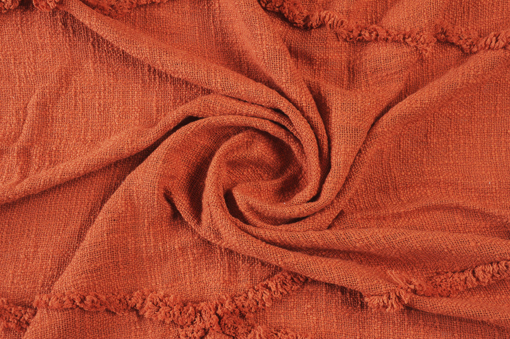 Orange Woven Cotton Solid Color Throw Blanket