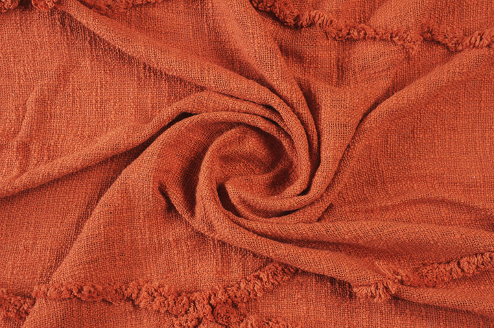 Orange Woven Cotton Solid Color Throw Blanket