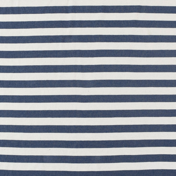 Blue and White Woven Cotton Striped Throw Blanket