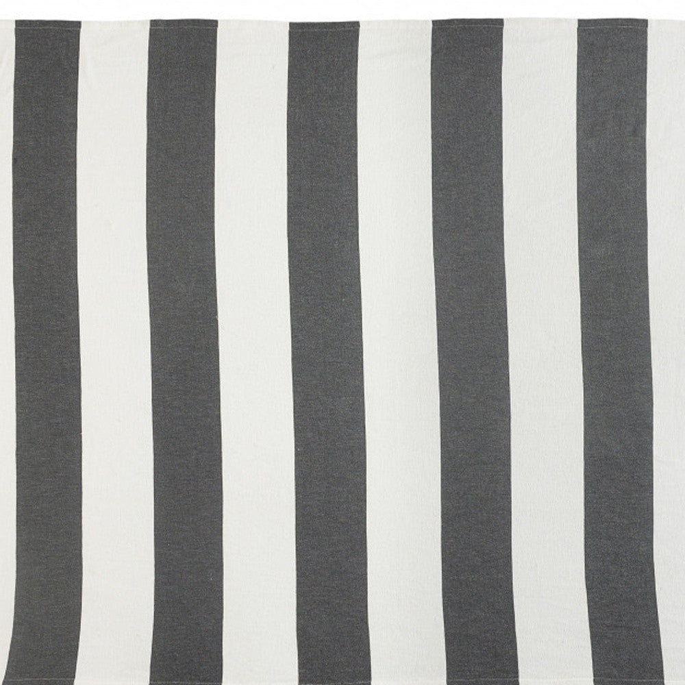 Gray and White Woven Cotton Striped Throw Blanket