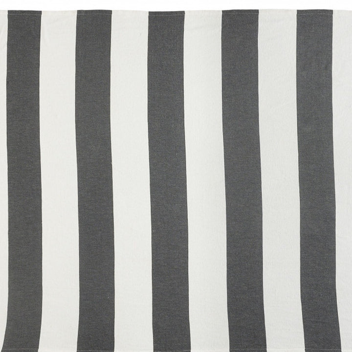 Gray and White Woven Cotton Striped Throw Blanket
