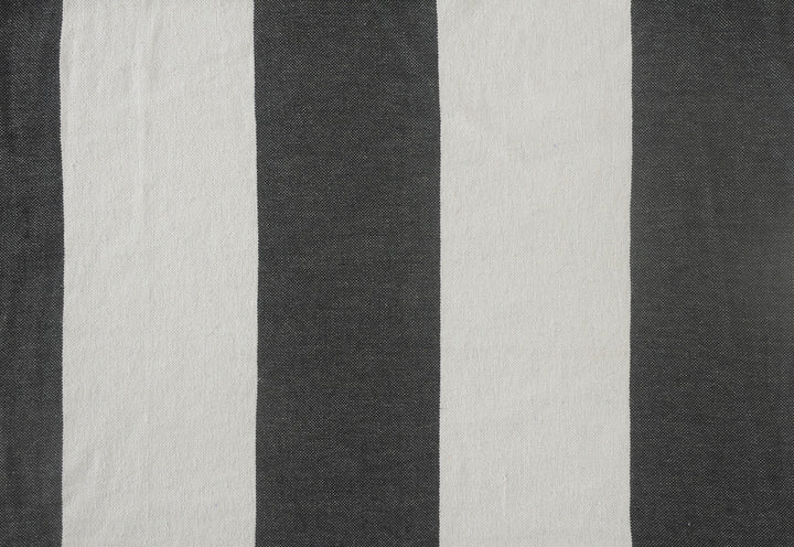 Gray and White Woven Cotton Striped Throw Blanket