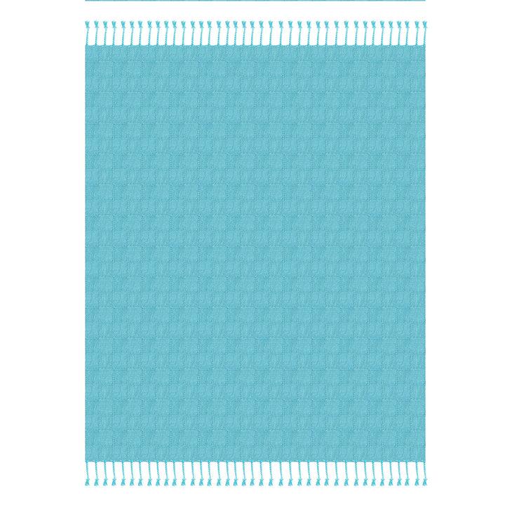 Blue Woven Cotton Solid Color Throw Blanket